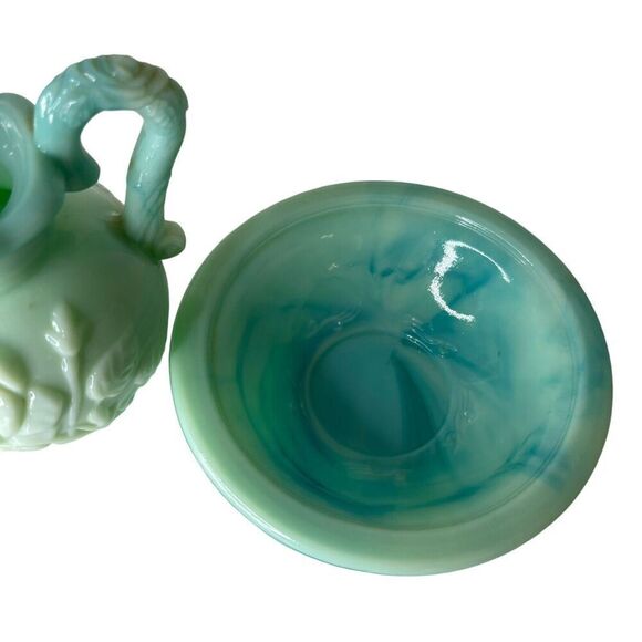Vintage Avon Jade Marble Milk Glass Pitcher Mini Bowl Rose Victorian Blue - Picture 14 of 16